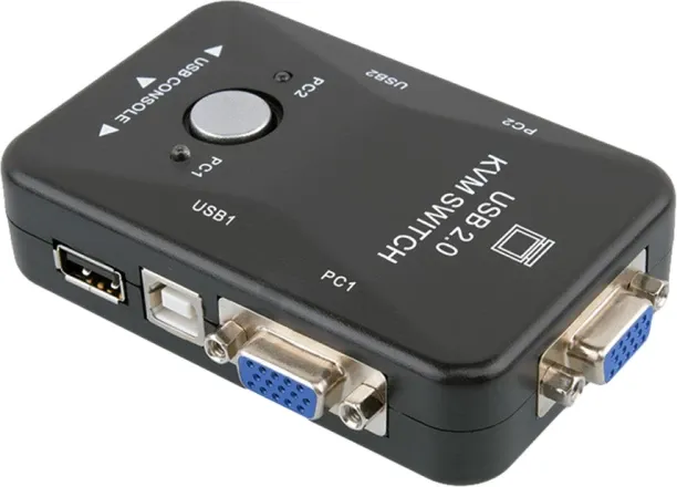 ALANES 2-Port USB VGA KVM Switch Box Network Switch