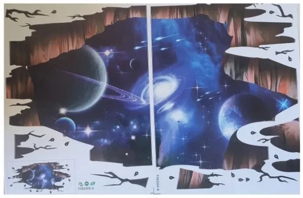 4aKid 60 cm 3D Wall or Floor Stickers - Blue Saturn with Shooting Stars (FX82006-A) Self Adhesive S…