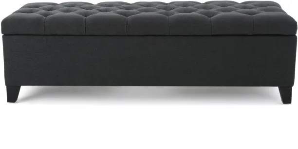 HOMEVALUE Jeremy Dark Grey Polyester Upholstered Storage ( 200cm ) Super King Size Engineered Wood …