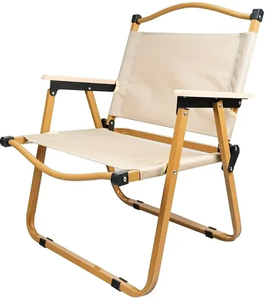 PrimePickSA Outdoor Folding Portable Camping Chair – Wooden Armrests, Durable Canvas Seat, Classic …