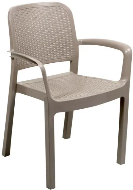 Unique 1092/TA Protea Rattan Armchair Taupe 530 x 590 x 840 mm Plastic Stackable Chair