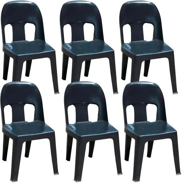 WOODLY PLASTIC ARMLESS STACKABLE CHAIR SET OF 6 Plastic Stackable Chair