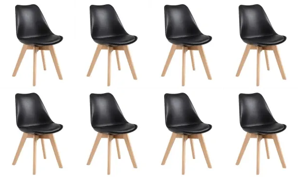 Premium Modern White Dining Chair – Scandinavian Style Plastic Chair with Wooden Legs for Dining Ro…