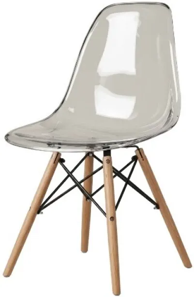 Premium Modern Transparent Dining Chair – Clear Acrylic Side Chair with Wooden Legs, Scandinavian S…