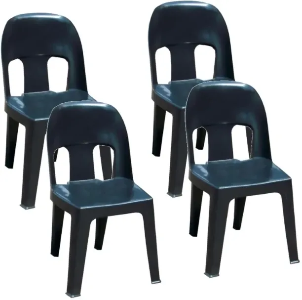 SMTE Durable Plastic Party Chair Combo Set of 4 - Black Plastic Cafeteria Chair