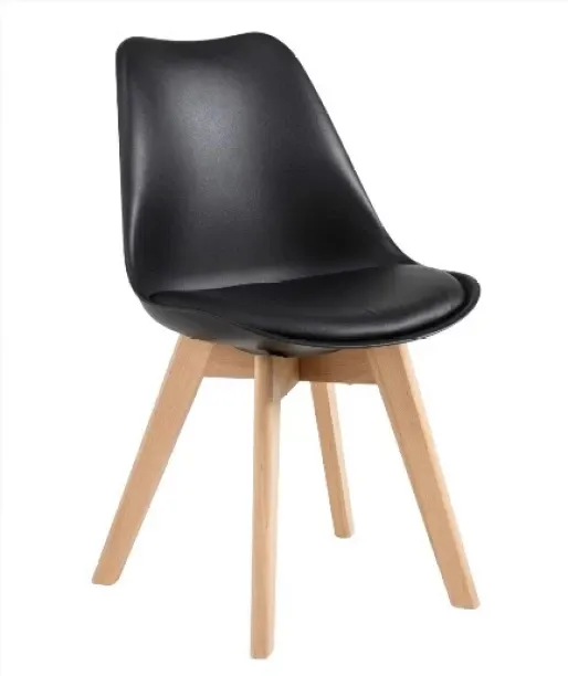 Premium Modern White Dining Chair – Scandinavian Style Plastic Chair with Wooden Legs for Dining Ro…