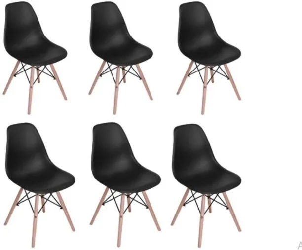 INFINITY HOMEWARE Dining Chair (Set of 6, Finish Colour BLACK Wooden Leg Chairs Fabric Cafeteria Ch…