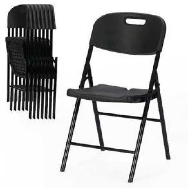 GENERIC 1 X FOLDABLE CHAIR, TWO TIER MOLDED SEAT AND BACK STACKABLE LEATHER (BLACK , PRE ASSEMBLED)…