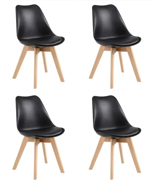Premium Modern White Dining Chair – Scandinavian Style Plastic Chair with Wooden Legs for Dining Ro…