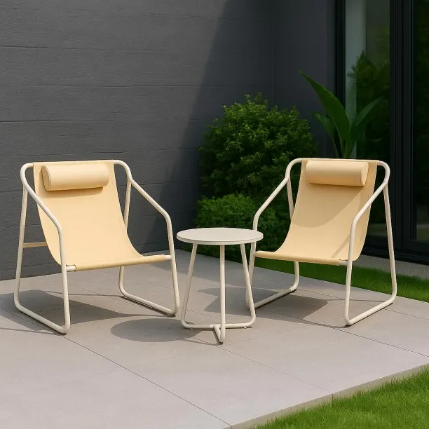 AM furn 3-Piece Outdoor Bistro Set Mesh Lounge Chair