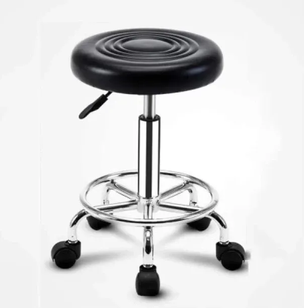Generic Rolling Salon Stool Swivel Chair with Wheels Height Adjustable Hydraulic Metal Lounge Chair