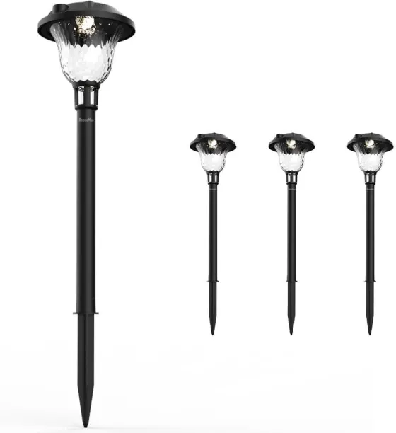 BezosMax Solar Light Sets (4 Pack), RGB & Warm White Outdoor Lights, Waterproof Starry Pathway Lamp…