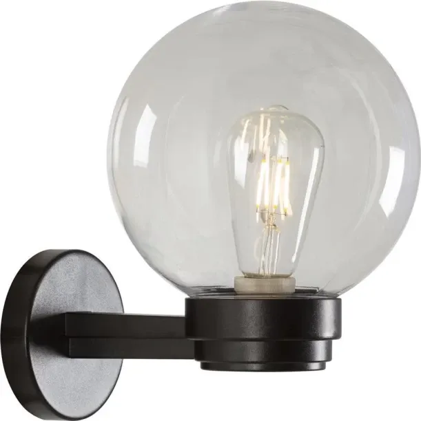 Eurolux Clear Long Armed Outdoor 200mm Bowl Fitting Wall Mount Gate Light Outdoor Lamp
