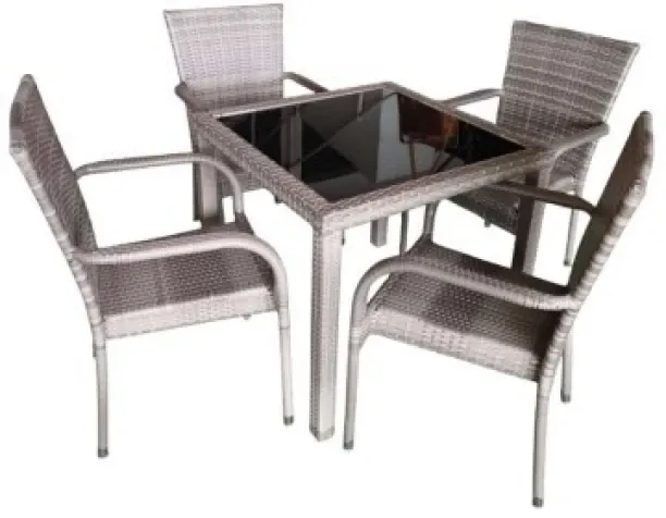 FurHome 4 Seater Garden Table and Chairs Garden & Patio Set Engineered Wood Table & Chair Set