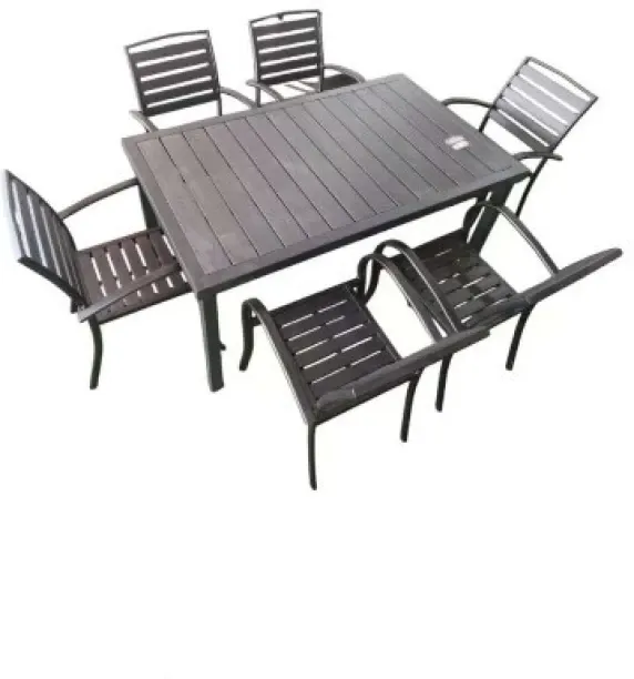 FurHome 6 Seater Garden Table and Chairs Garden & Patio Set Engineered Wood Table & Chair Set