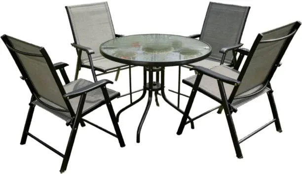 LUXY Outdoor Patio Dining Set – 5 Piece Metal Table & Chair Set