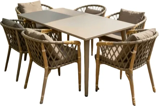 FurnitureHouse Modern Rectangular Dining Table With 6 Chairs Solid Wood Table & Chair Set
