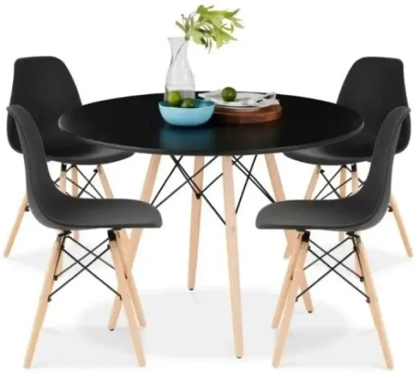 Furnishful Round Dining Table Set for 4, Circle Kitchen Table Chairs Set of 4 with Ergonomic Seat &…