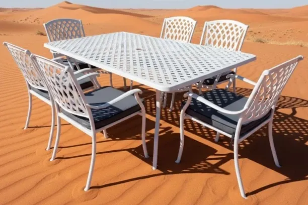 Generic Aluminium Dining Set 6-Seater (White, Charcoal Cushions) Plastic Outdoor Bar Set