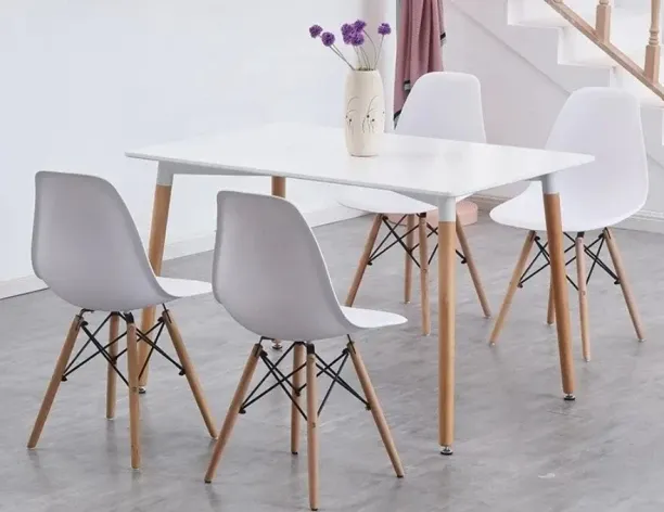 Dining Set Modren Square Table with 4 Chairs Solid Wood Table & Chair Set