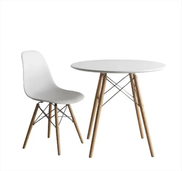Premium Modern Round Dining Table Set with 1 Scandinavian Chairs – Contemporary Kitchen & Dining Ro…