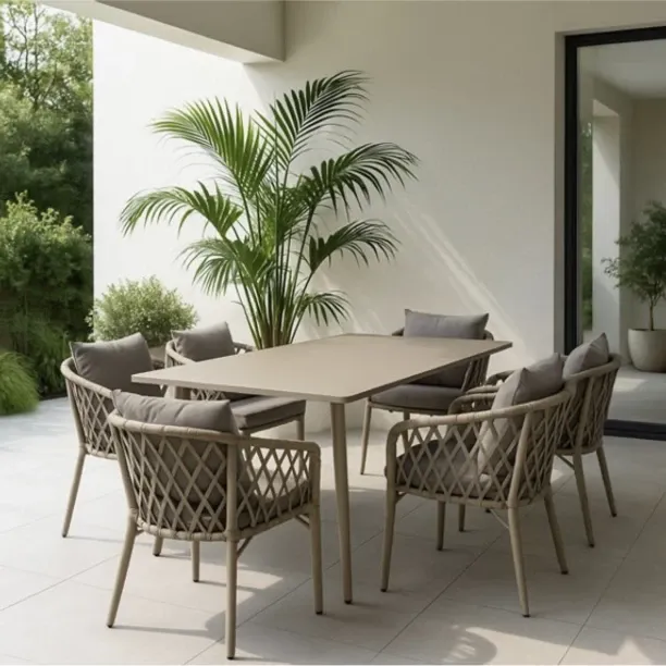 Prestige Home and Decor Greench 6 Seater Patio Dining Set Metal Table & Chair Set
