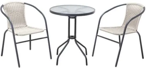 3 Piece Bristo Patio Set Lightning Silver 3677 Metal Table & Chair Set