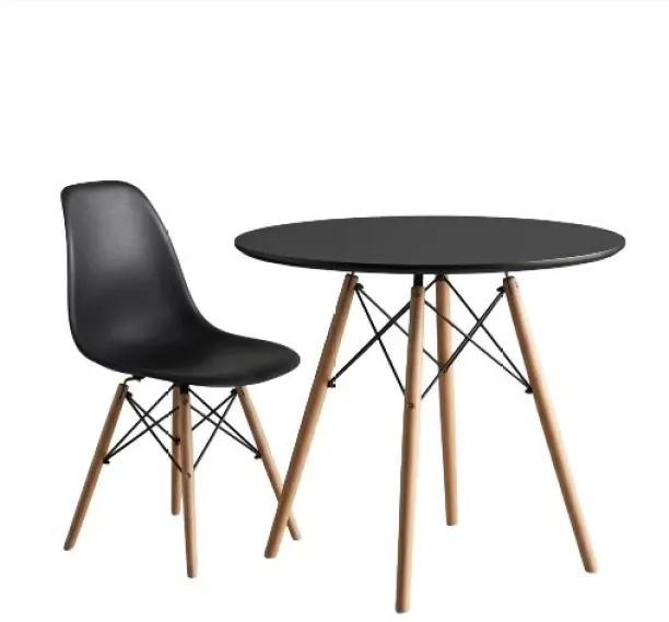 Premium Modern Round Glass Dining Table Set with 1 Scandinavian Chairs – Contemporary Kitchen & Din…