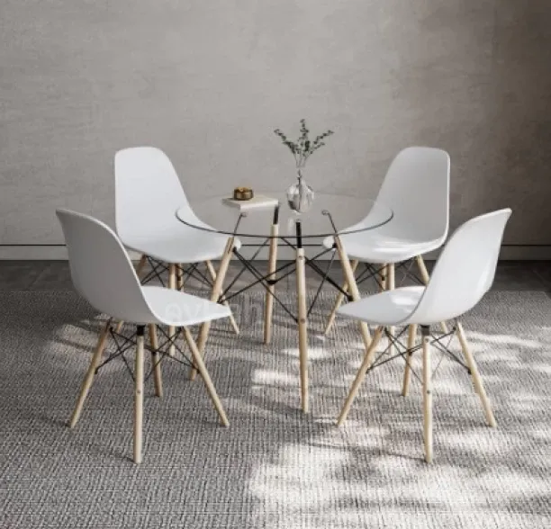 MADE FURNITUER Dining Table Set for 4 Featuring Kitchen Table with 4 Dining Chairs Engineered Wood …