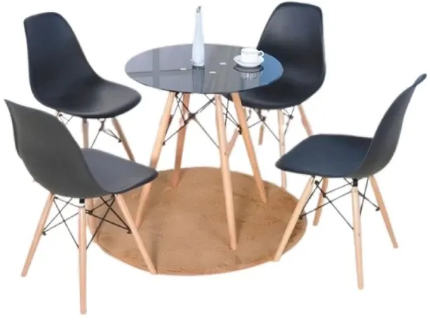 Generic 4 chairs and table Glass Table & Chair Set