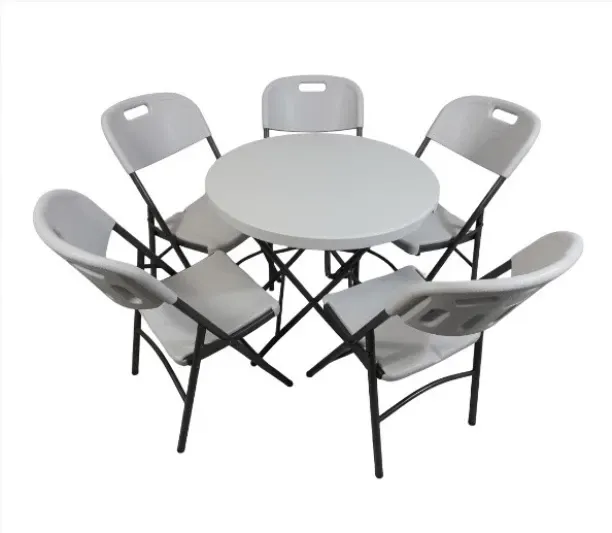 Premium Modern 5-Piece Folding Dining Table Set – Round Portable Table with 5 Foldable Chairs for H…