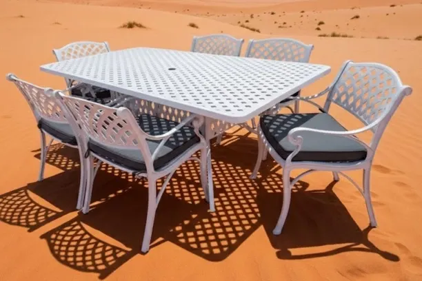 Generic Cottage Aluminium Dining Set 6-Seater (White, Charcoal Cushions) Plastic Outdoor Bar Set