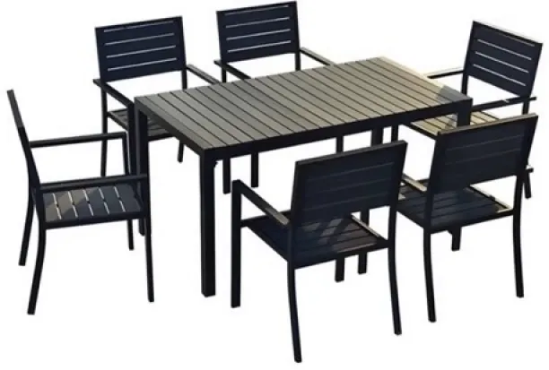Prestige Home and Decor Lakia 6 Seater Patio Dining Set Engineered Wood Table & Chair Set