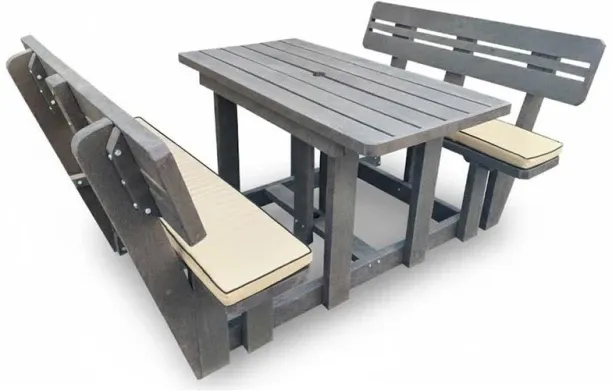 Generic Recycled Plastic Picnic Table 4-Seater Plus Backs (Beige Cushions) Picnic Table