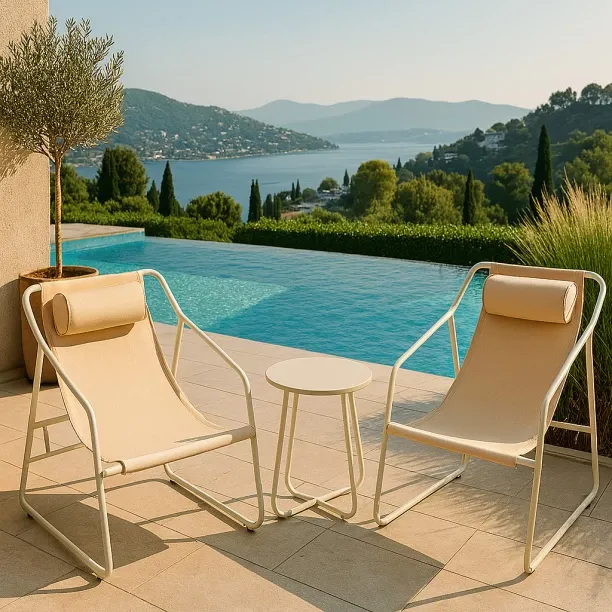 Designer Concepts Palermo 3-Piece Outdoor Bistro Set Fabric Table & Chair Set