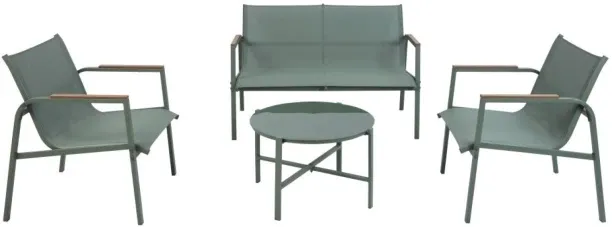 Terrace Leisure Patio Bali Lounge Metal Table & Chair Set