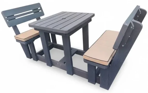 Generic Recycled Plastic Picnic Table 2-Seater Plus Backs (Beige Cushions) Picnic Table