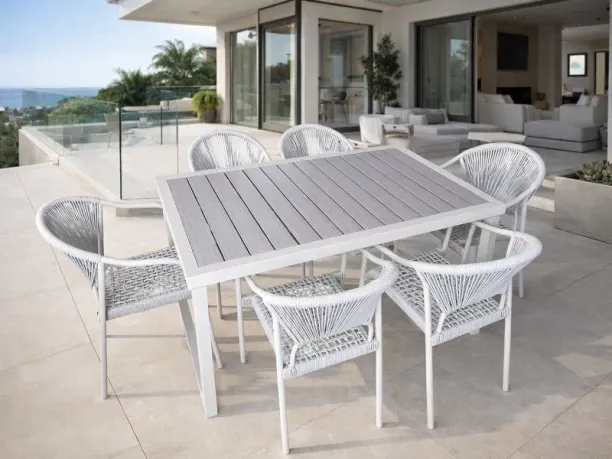 Prestige Ariston 6 Seater Grey Patio Dining Set Engineered Wood Table & Chair Set