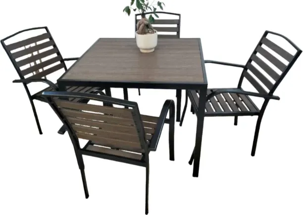 Premium 5-Piece Outdoor Patio Dining Set, Metal Square Table with 4 Chairs, Weather-Resistant Garde…