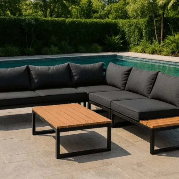 QandAHome Zara Outdoor Patio Set Engineered Wood Table & Chair Set