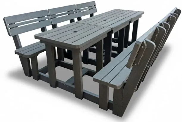 Generic Recycled Plastic Picnic Table 6-Seater XXL Plus Backs Plastic Outdoor Bar Set