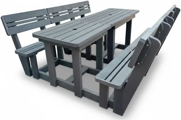 Generic Recycled Plastic Picnic Table 6-Seater XL Plus Backs Plastic Outdoor Bar Set