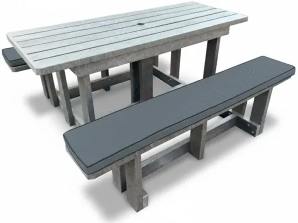 Generic Recycled Plastic Picnic Table 6-Seater (Charcoal Cushions) Plastic Outdoor Bar Set