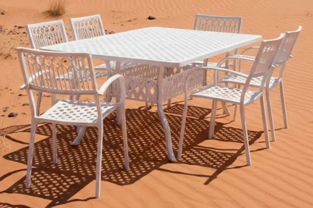 Generic Atlas Aluminium Dining Set 6-Seater (White) Plastic Outdoor Bar Set