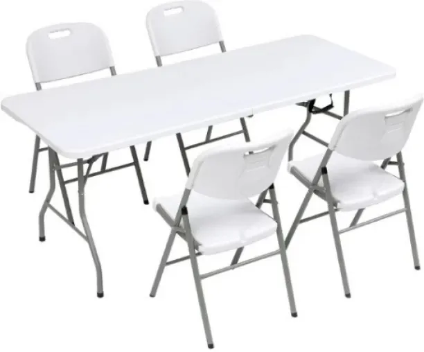 Click Furniture portable white plastic folding chairs and table Synthetic Fiber Table & Chair Set