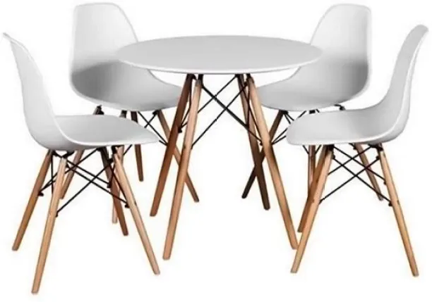 Fur Home Fabric Table & Chair Set 76 cm BLACK Dining Table and Chairs SET Engineered Wood Table & C…