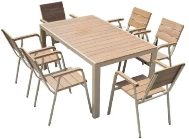 MRs furnituer 6 charis and 1 table dining table Solid Wood Table & Chair Set
