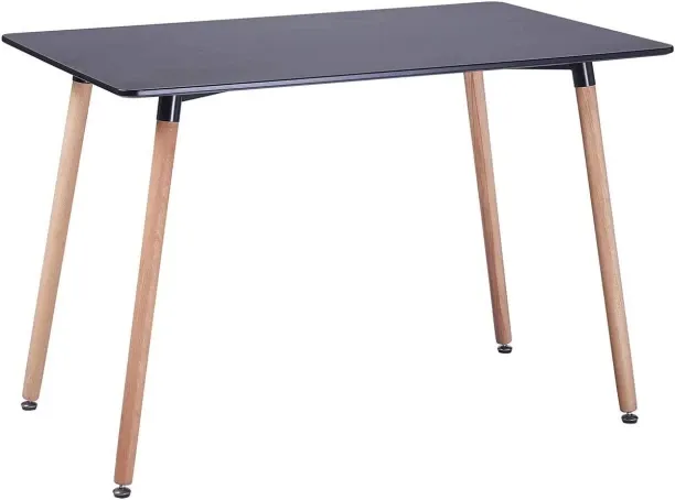 SMTE Rectangular Table for 4 People Dining with Wooden Leg - Black Patio Dining Table
