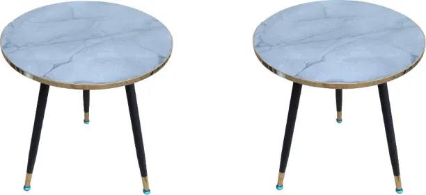 SMTE Laminated Wooden Marble Look Perla 2 Piece Table Set - Grey Patio Dining Table