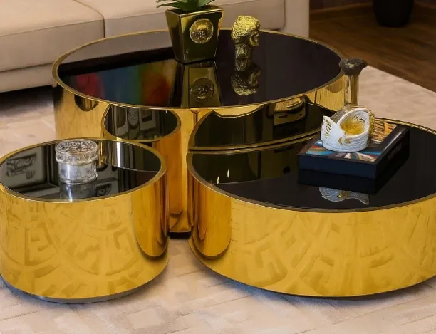 I Furniture luxury Nesting Coffee Table with a Glass top Coffee Table